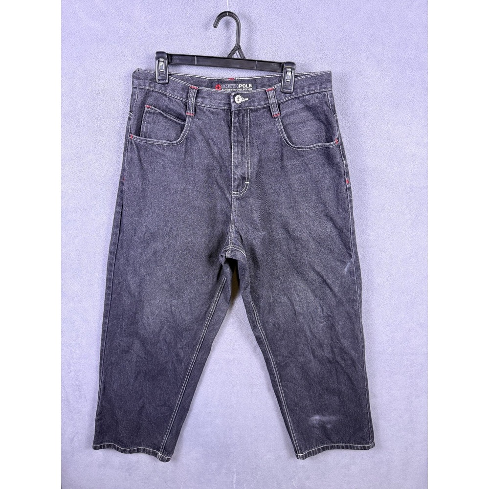 Vintage Y2K SouthPole Jeans Mens 34x29 Streetwear Black Denim Skate Grunge READ